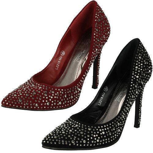 Anne Michelle Ladies Anne Michelle Diamante Court Shoes