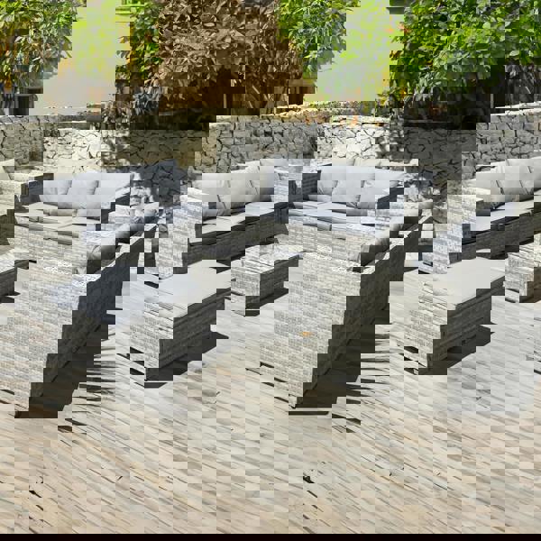 malta rattan 9 seat u shape set in dove grey