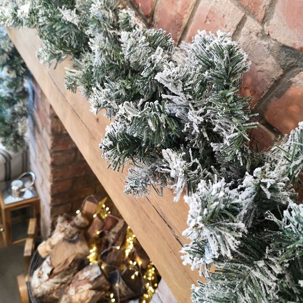 Samuel Alexander 30 x 270cm 9ft Kaemingk Luxury Green Christmas Imperial Garland Snowflocked