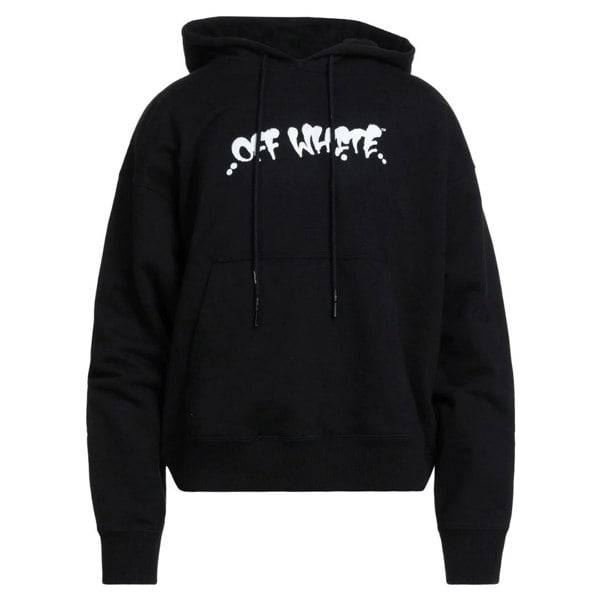 Off-White Marker Graffiti Spray Design Logo Hoodie - Black