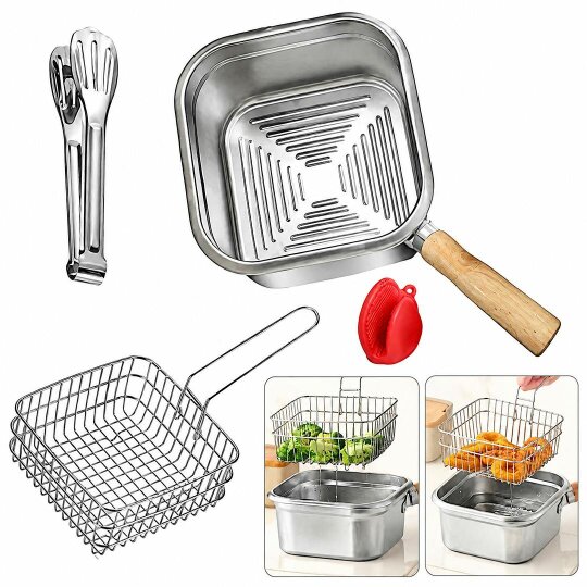 Havendro Stainless Steel Chip Pan Deep Cook Fryer Pot Frying Basket Kitchen Cookware