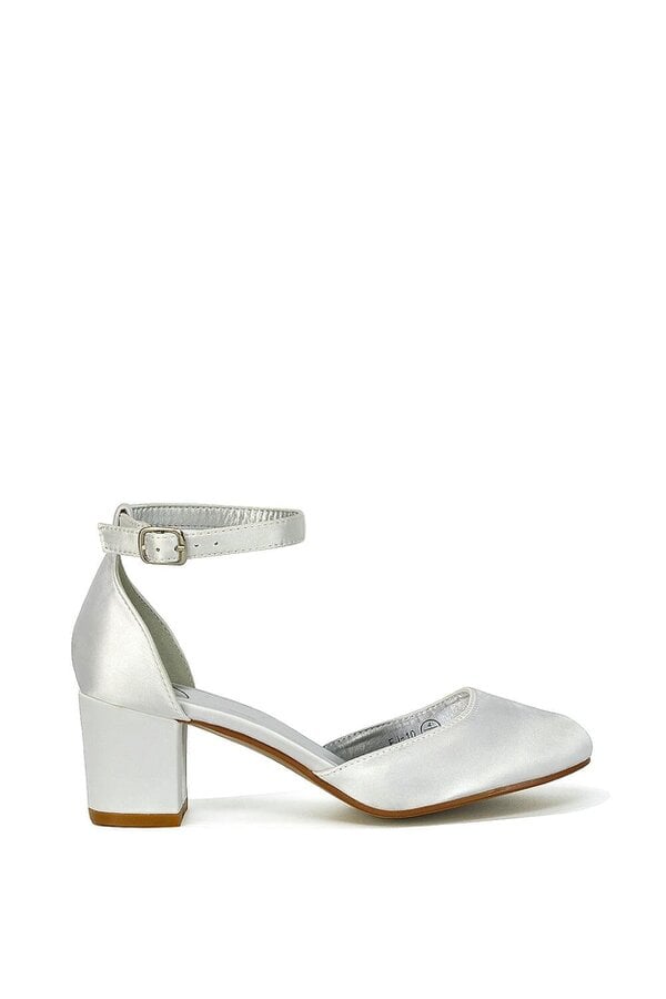 XY LONDON Chunky Strappy Mid Block High Heels Court Shoes