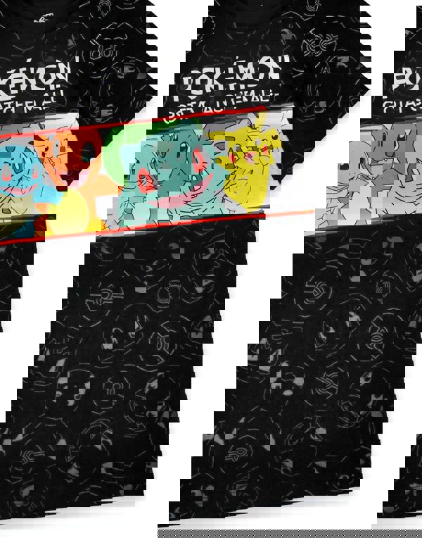 Pokemon Boys Black Character Placement Print Short Sleeved T-Shirt