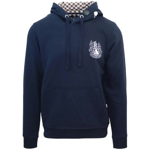 Aquascutum Branded Hood Hoodie - Navy Blue