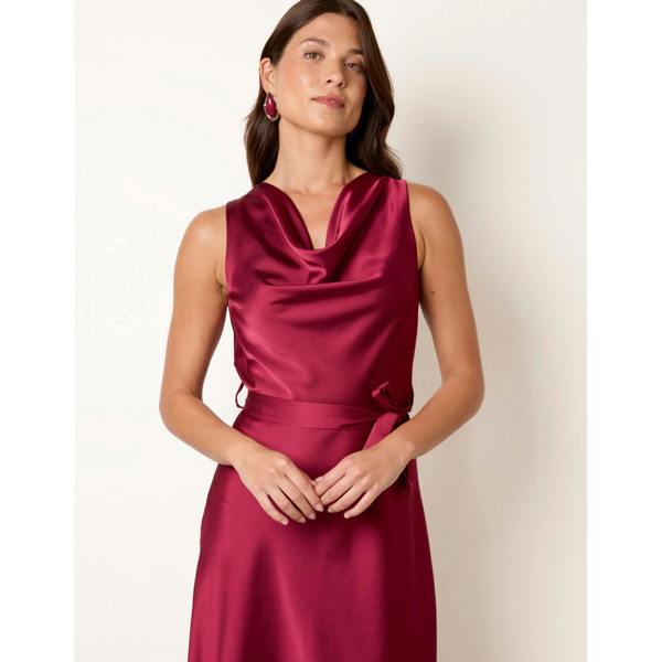 Blue Vanilla Satin Cowl Neck Dress