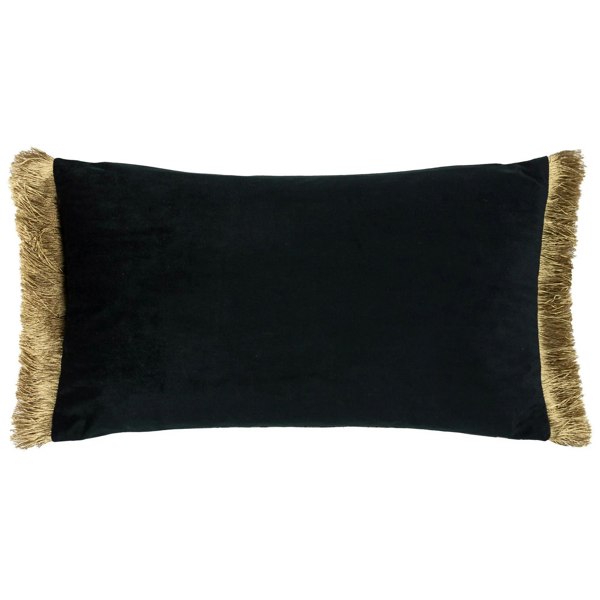 Paoletti Moondusk Fringed Jacquard Rectangular Cushion Cover - Black/Gold