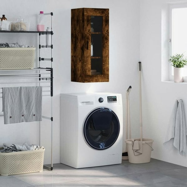 Berkfield Wall Mounted Cabinet Smoked Oak 34.5x34x90 cm
