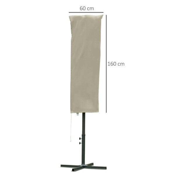 Outdoor Cantilever Umbrella Cover with Rod, Zipper, Khaki