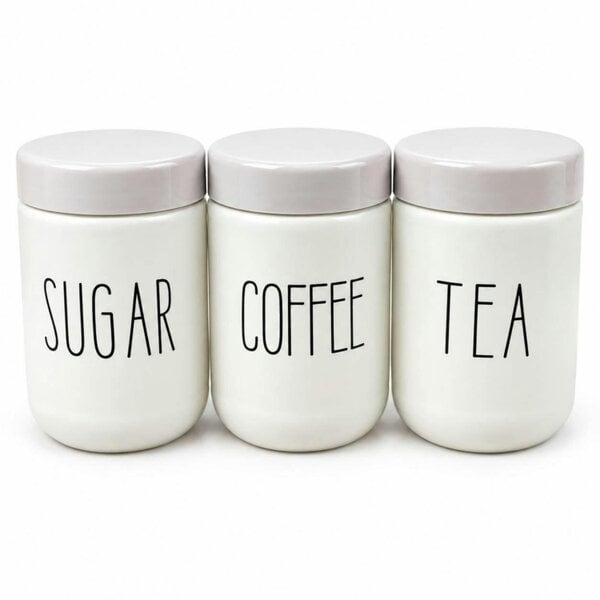 Dyzi 3 Piece 660ml Tea Coffee Sugar Storage Canister Jar Set White