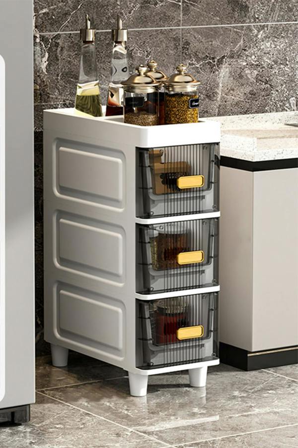 Living and Home 4 Tier Freestanding Storage Cabinet Stylish Drawer Organizer Bathroom Storage Cupboard