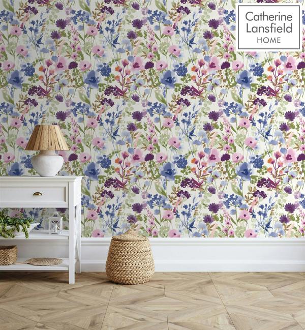 Catherine Lansfield Countryside Pink & Blue Wallpaper image 4