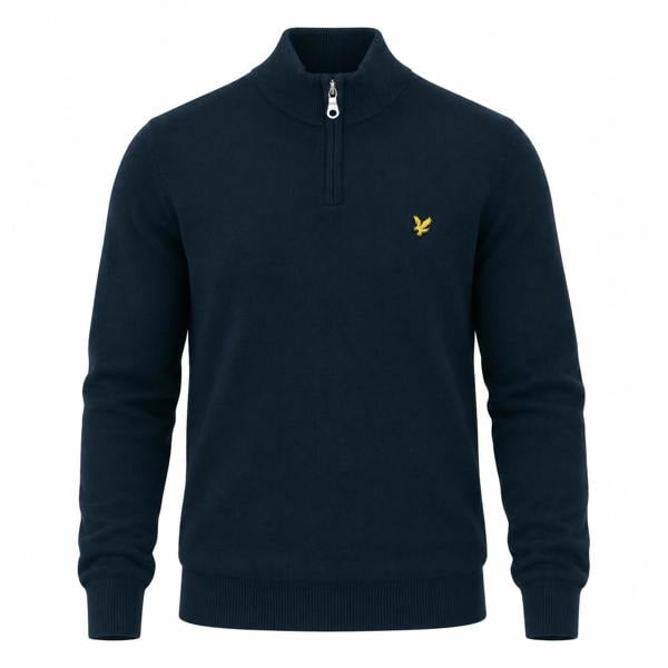 Lyle & Scott Cotton Merino Quarter Zip Jumper Dark Navy