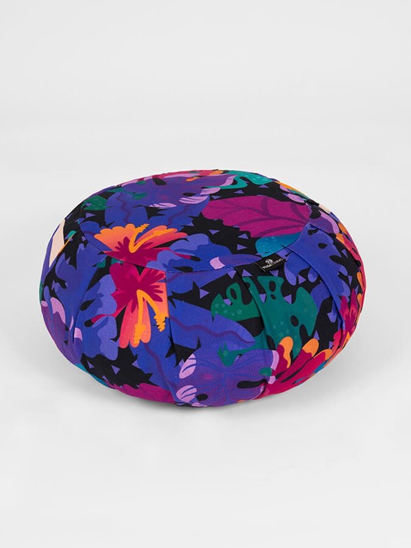 Yoga Studio Organic Cotton Buckwheat Round Floral Meditation Zafu Cushion