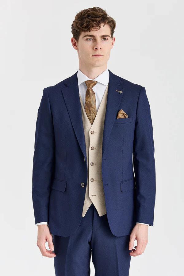 Paul Andrew Belmont Navy Suit with Belmont Beige Waistcoat