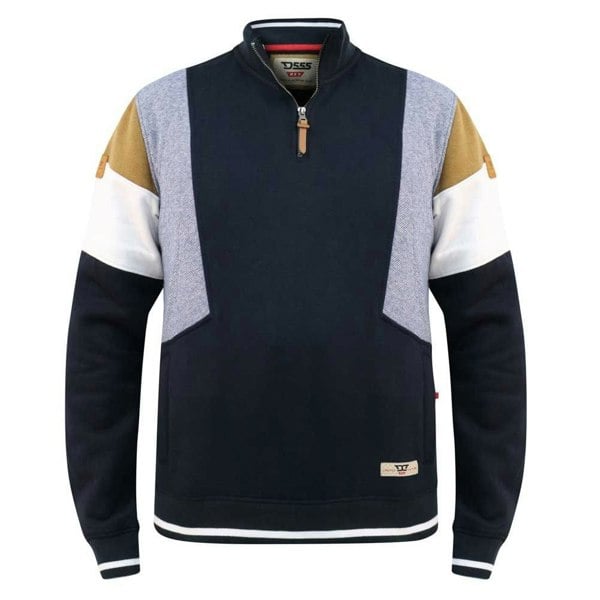 Duke Mens D555 Kenington Colour Block Zip Neck Kingsize Sweatshirt - Navy