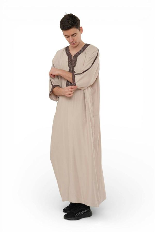 Infinity Leather Men's Moroccan Thobe Robe Djellaba Gandoura Eid Jubba- HM66