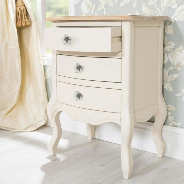 Statement Furniture Juliette Vintage Chic 3 Drawer Bedside Table with Crystal Handles