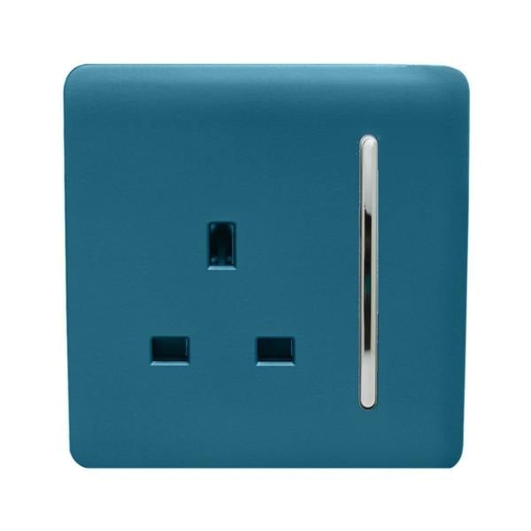 Trendi Switch 1 Gang 13 Amp Switched Plug Socket in Ocean Blue