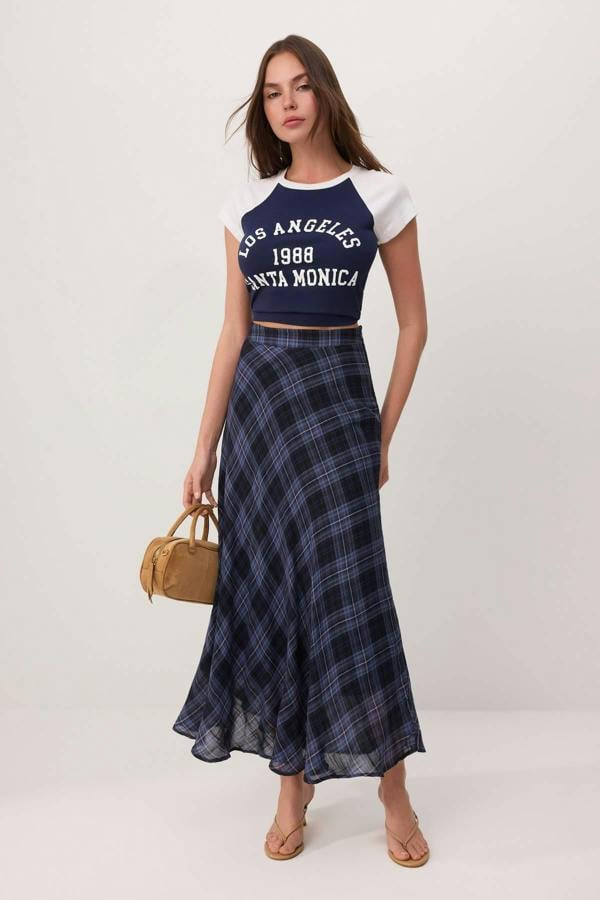 High Waist A-Line Maxi Skirt