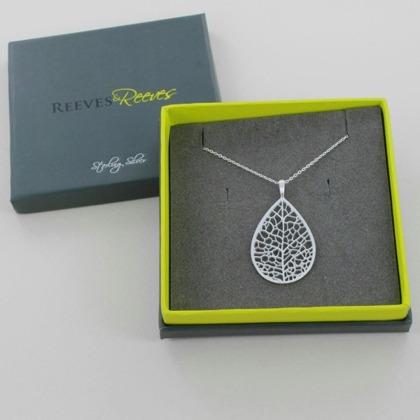 Sterling Silver Skeleton Leaf Necklace - Reeves & Reeves