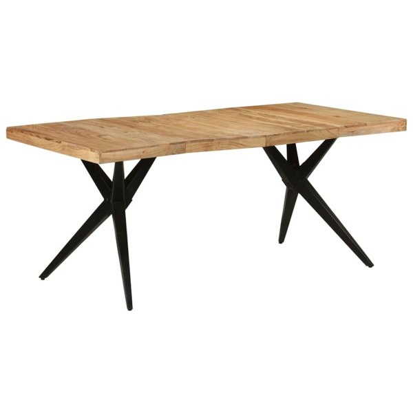 Berkfield Dining Table Black 180x90x77 cm Solid Wood Acacia