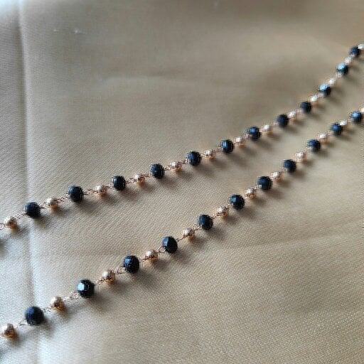The Colourful Aura Black Beaded Sunglass Reading Eyeglass Lanyard Detachable Chain - Silver
