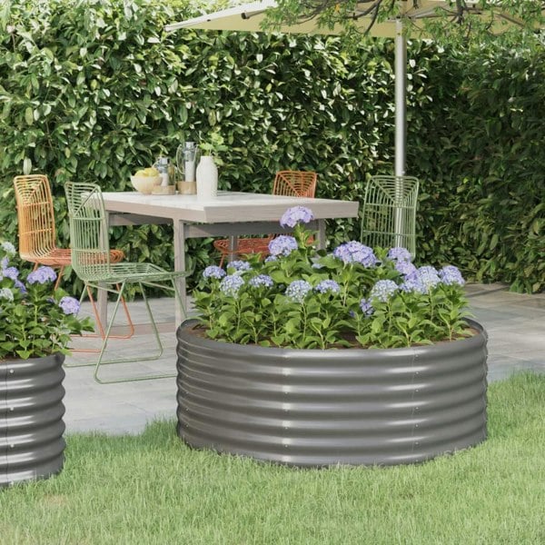Berkfield Garden Raised Bed Powder-coated Steel 100x100x36 cm Grey