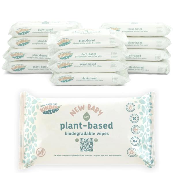 Kinder by Nature Plant-Based Baby Wipes - 56 wipes x 12 packs