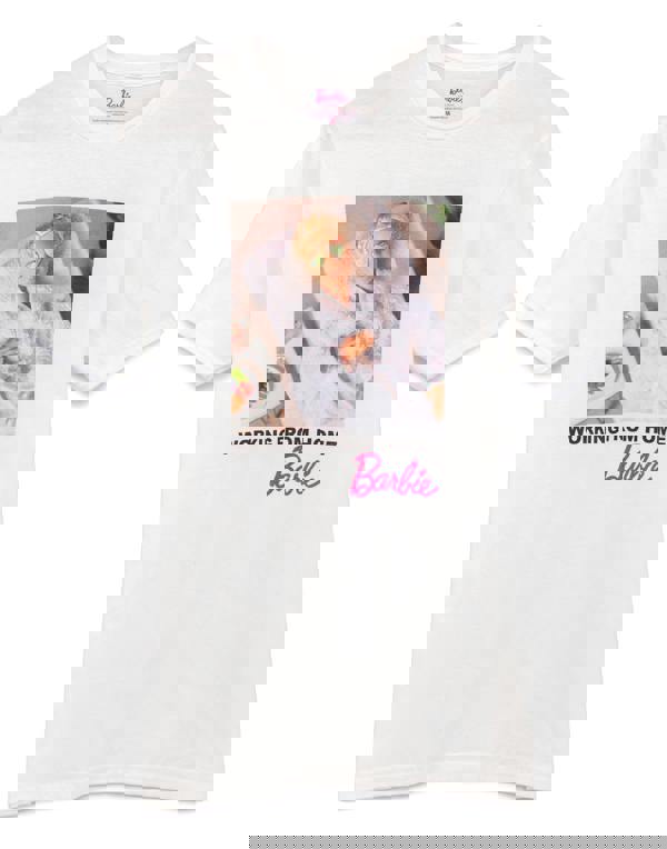 Barbie Womens White Barbie Doll Print Short Sleeved T-Shirt