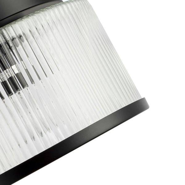 Matte Black Bathroom Ceiling Light with Clear Ribbed Glass Shade Image 8