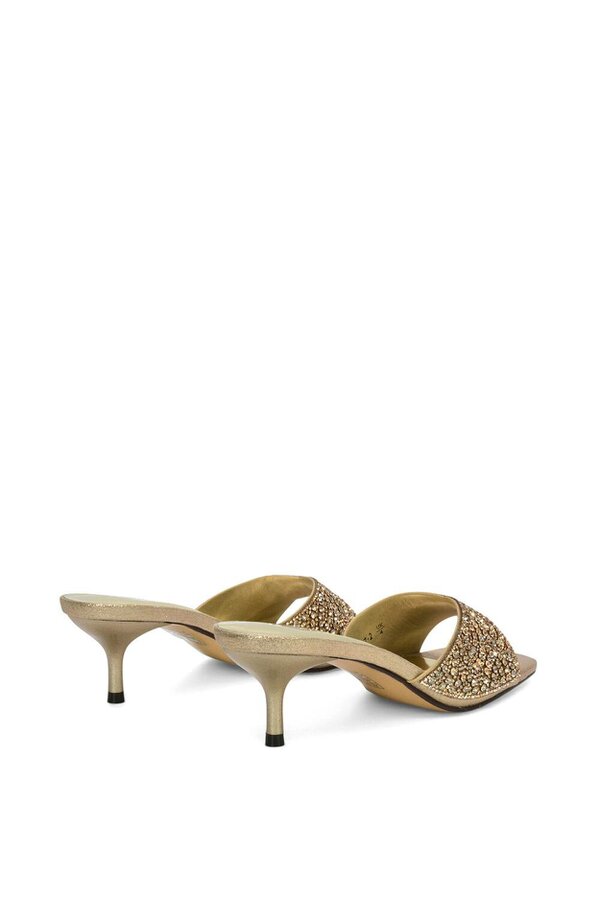 XY LONDON Sparkly Crystal Kitten Heeled Sandal Mules
