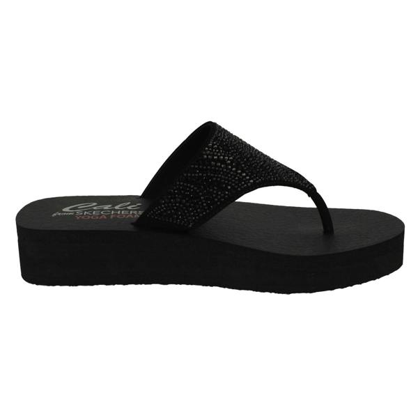 Skechers Ladies Skechers Toe Post Platform Wedge Sandals Stone Candy 31614