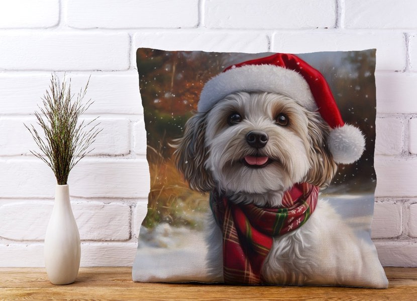 Warren Reed Christmas Havanese Cushion