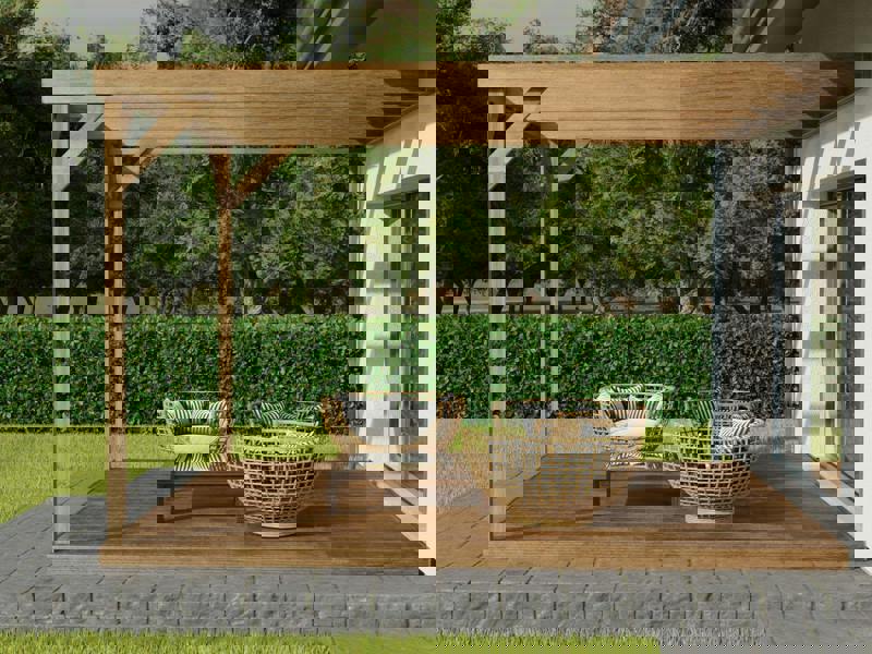 Arbor Garden Solutions Wall-mounted Box Pergola and Decking Kit