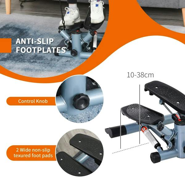 Mini stepper anti-slip textured footplates and control knob, 10–38 cm range shown