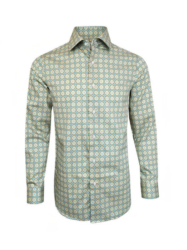 Men’s Geometric Pattern Slim Fit Cotton Shirt