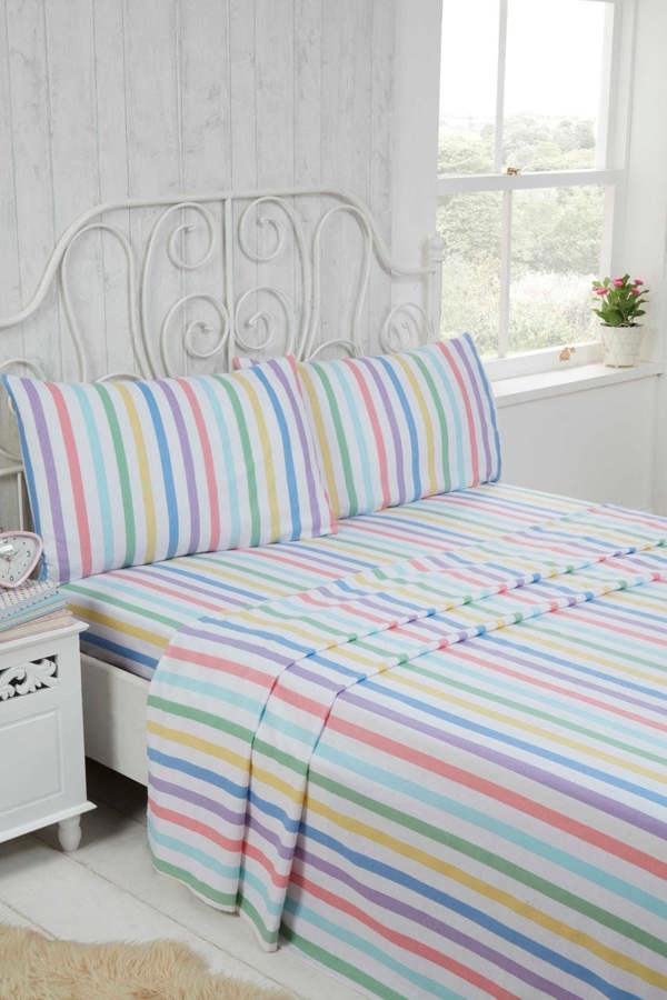 Flannelette Candy Stripe Sheet Set - Double