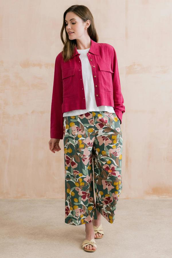 Lily & Me Grasslands Linen Blend Jacket Boysenberry