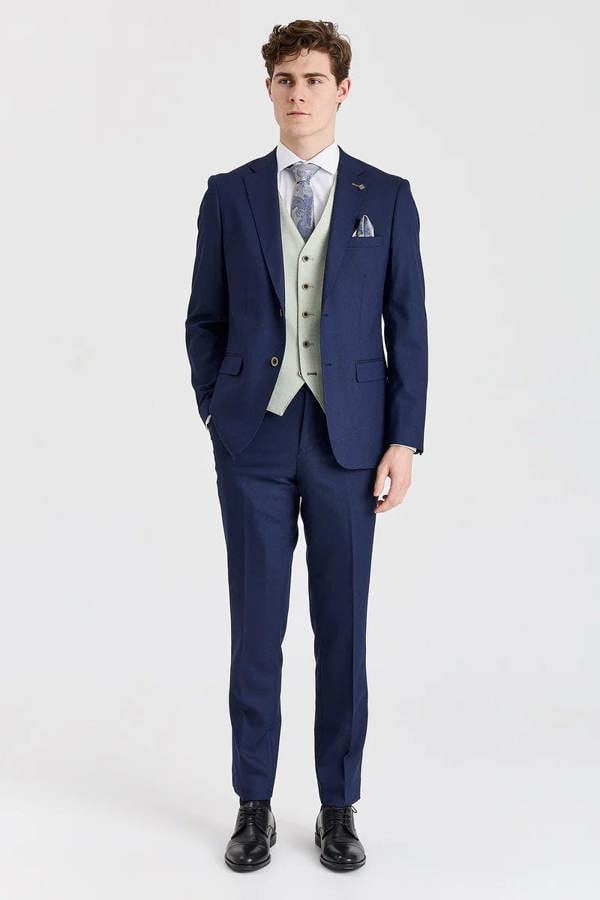 Paul Andrew Belmont Navy Suit with Belmont Sage Waistcoat