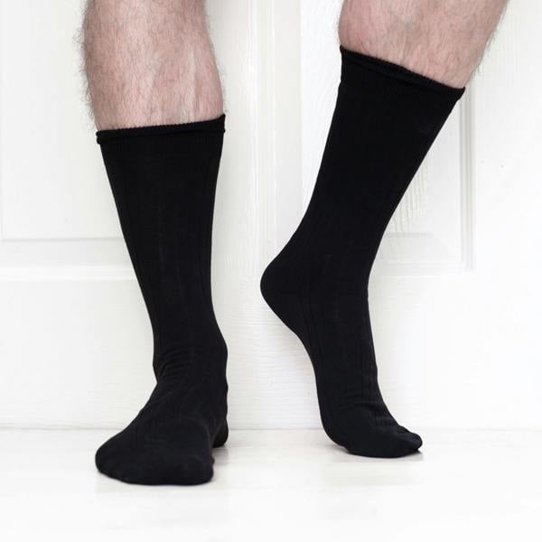 Jemsox Black Recycled Rib Mens Socks | Sustainable Everyday Style