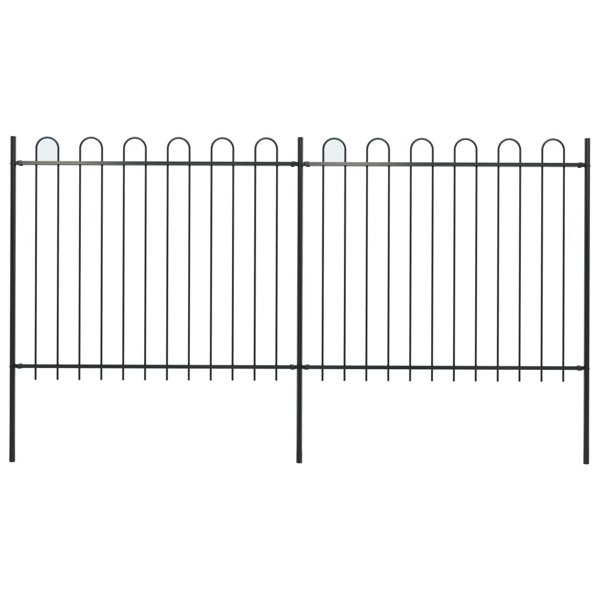 Berkfield Garden Fence with Hoop Top Steel 3.4x1.5 m Black