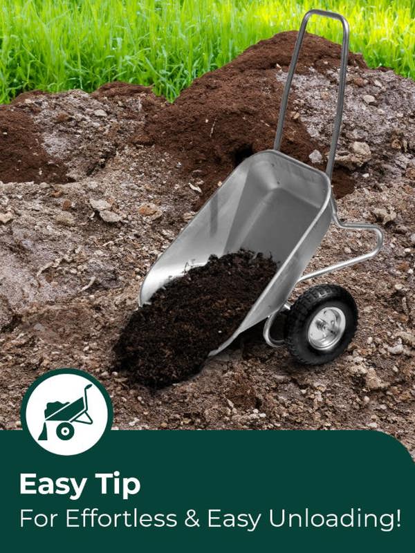 Bristol Tool Company 1894 Bristol Two Pneumatic Wheel Tipper Wheelbarrow With 120kg/65l Capacity, Galvanised Metal, Deep Pan Tray