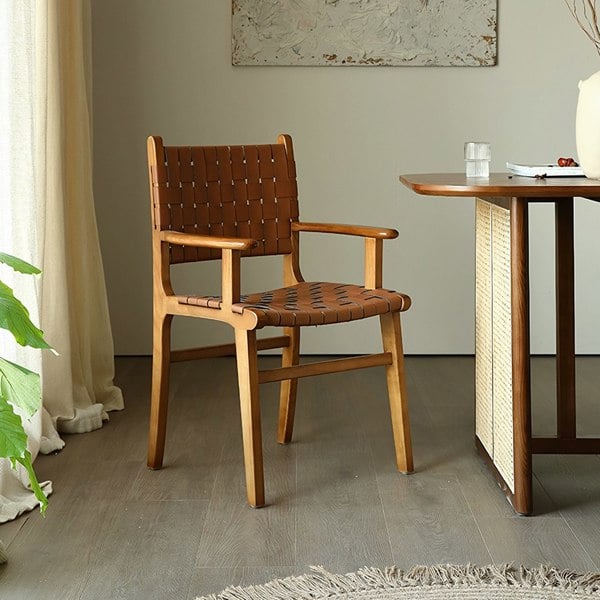 Beau Brown Dining Chair, Ash Wood, With Armrest-Rit Concept-Rit Concept