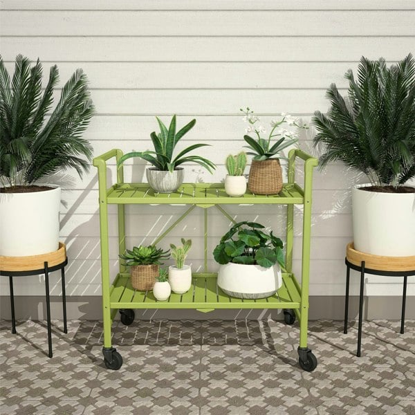 Dorel Home Cleo Folding Serving Cart InOut Kiwi Green