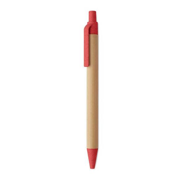 MidOcean Itea Colour Push Button Bamboo & Wheat Straw Ballpoint Pen - Red - 