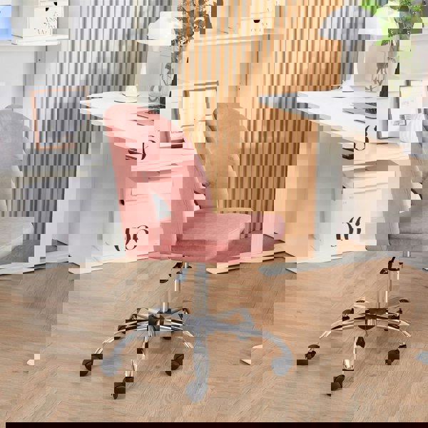 Furniture One Office Chair, Padded Armless Mid Back Swivel Desk Chair with Chrome Base, 150kg Load