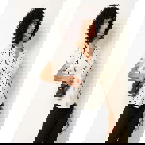 Blue Vanilla Polka Dot Short-Sleeve Knit Cardigan Top