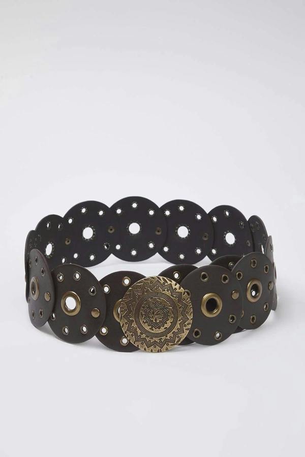 WOVCOR Faux Leather Belt with Troc Details