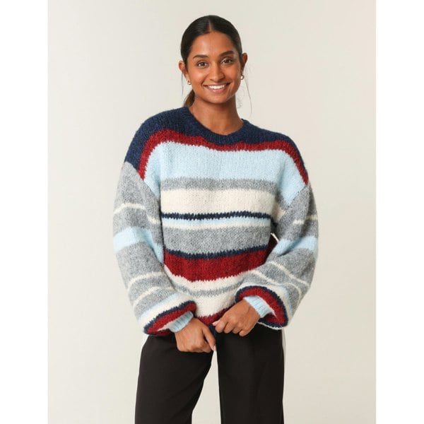 Blue Vanilla Colourful Block Horizontal Stripes Jumper