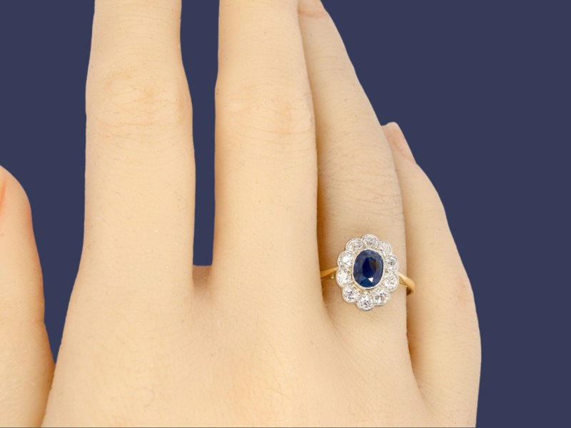 Sapphire and Diamond engagement  Ring